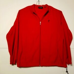 Ashworth Classic Golf Jacket Men Lg Red Zipper Elastic Waist Front Pocket Cotton